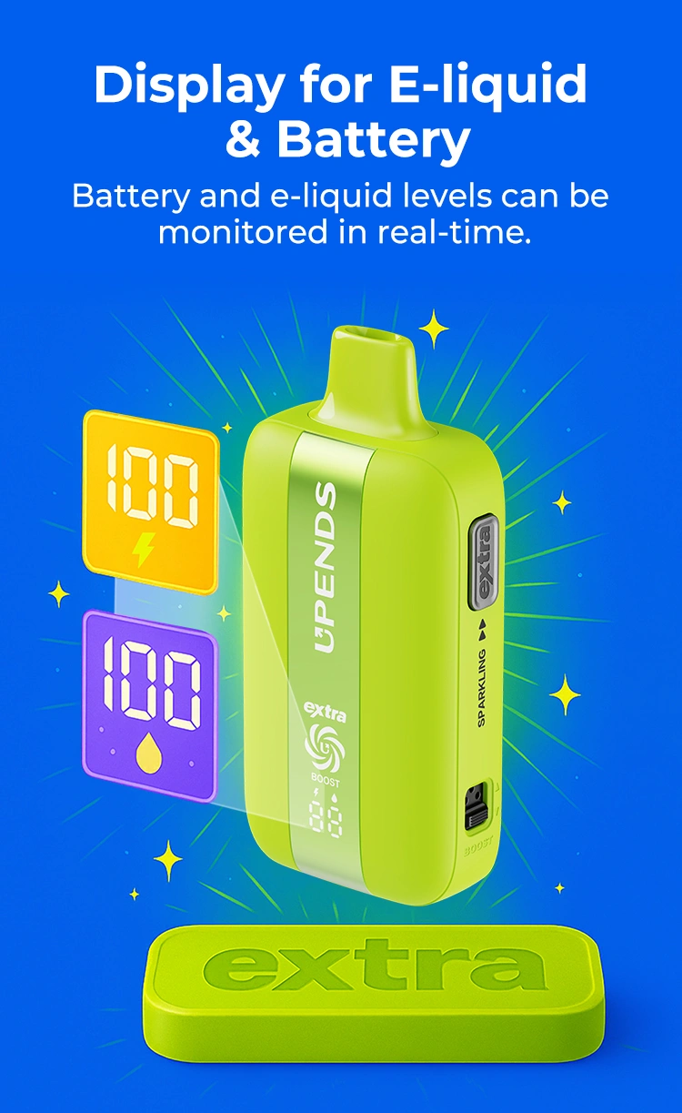Display for E-liquid & Battery - Battery and e-liquid levels can be monitored in real-time
